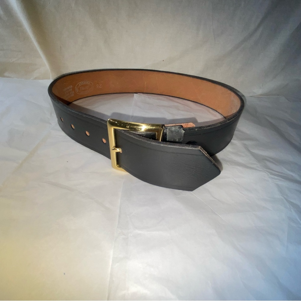 JAY-PEE Black Leather Belt with Gold Buckle SIZE 28